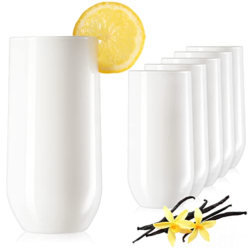 PLATINUX Elegante Weiße Trinkgläser aus Glas 360ml (max. 440ml) 6 Teilig Wassergläser Saftgläser Longdrinkgläser von PLATINUX