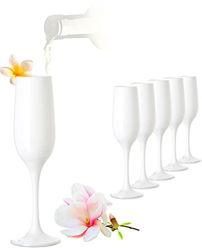 PLATINUX Weiße Sektgläser Champagnergläser 200ml Set 6 Teilig aus Glas Prosecco Sektflöten Sektkelche Sektglas von PLATINUX