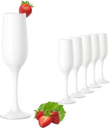 PLATINUX Weiße Sektgläser Champagnergläser 200ml Set 6 Teilig aus Glas Prosecco Sektflöten Sektkelche Sektglas von PLATINUX