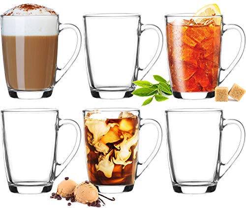 Platinux Kaffeegläser Teegläser mit Griff Set 6 Teilig Coffee 250ml (max. 320ml) Frühstücksgläser Trinkgläser Macchiato von PLATINUX