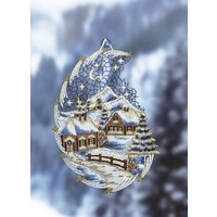 Fensterbild Schnee-Landschaft aus echter Plauener Spitze von PLAUENER SPITZE