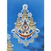 Fensterbilder Schneemänner aus echter Plauener Spitze von PLAUENER SPITZE