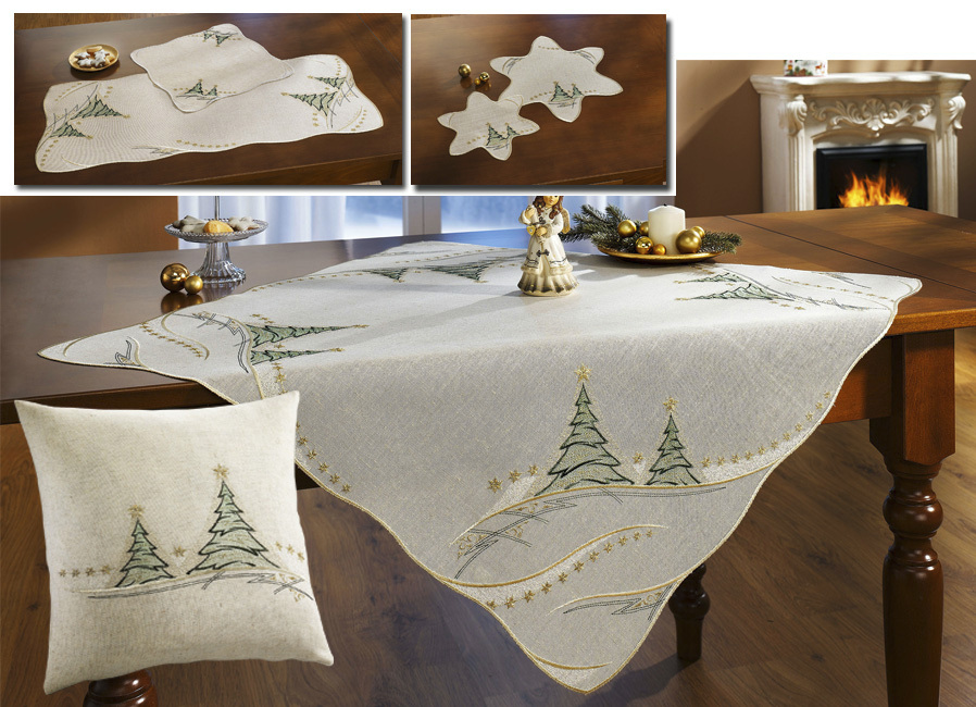 Weihnachtliche Tisch- und Raumdekoration, Größe 150 (Deckchen, 40x 40 cm), Creme von PLAUENER SPITZE