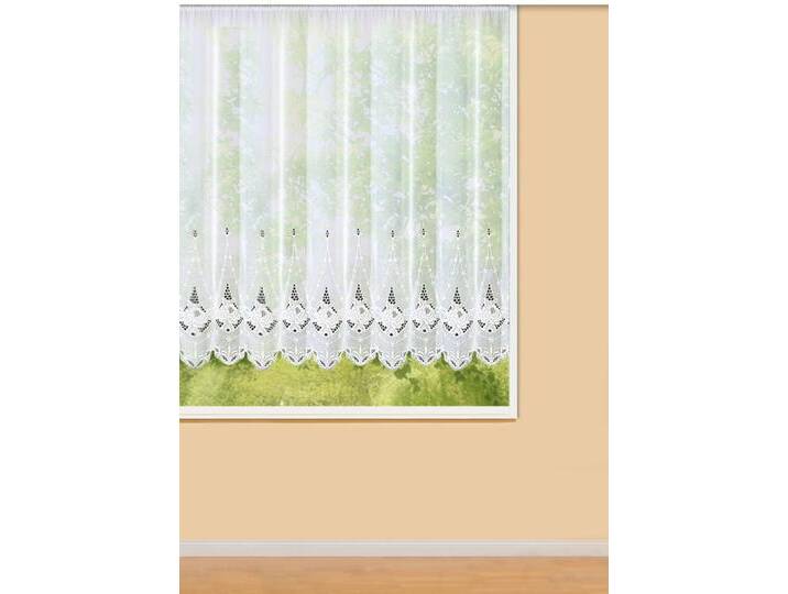 Blumenfenster-Store mit Universalschienenband, Größe 181 (H175xB600 cm), Weiss von PLAUENER-STICKEREI