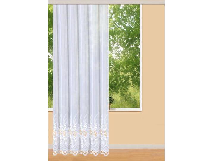 Langstore mit hochwertiger Plauener Stickerei, Größe 298 (H245xB600 cm), Weiss von PLAUENER-STICKEREI