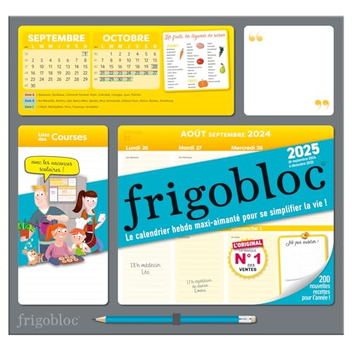 Frigobloc Hebdomadaire 2025 - Calendrier d'organisation familiale / sem (de sept. 2024 à déc. 2025): Le calendrier hebdo maxi-aimanté pour se simplifier la vie ! Avec 1 crayon von PLAY BAC