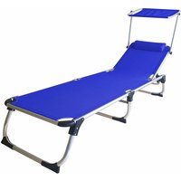 Playaness - Aluminiumstrandfaltbett mit Kissen und Dachkraser - Blue - Blue von PLAYANESS