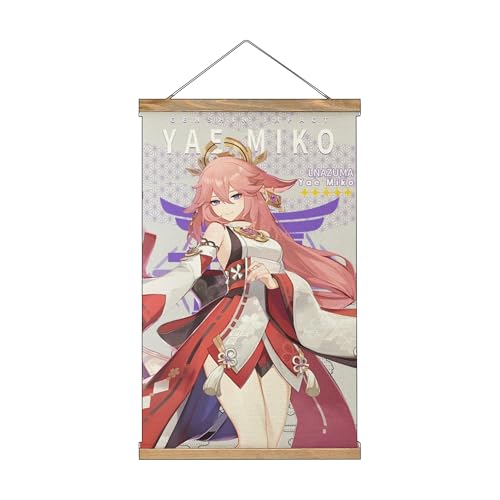 PLAYDOM Genshin Impact Zhong Li QiQi Furina de Fontaine Hu Tao Tighnari XianYun Chiori Eula Navia Kaedehara Kazuh Scrollen Leinwand Scrollen Malerei Kunst Poster Decor Art Mural (Yae Miko) von PLAYDOM