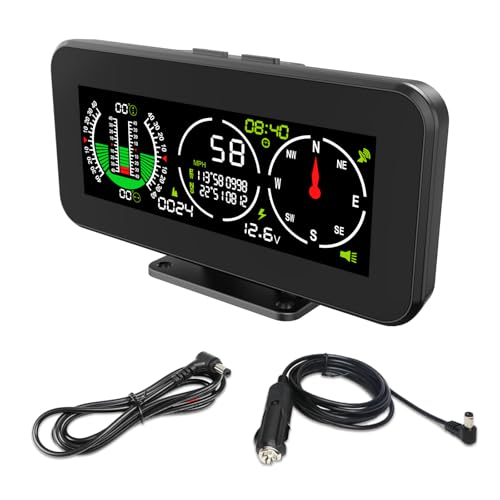 PLAYOCCAR M60 GPS Geschwindigkeits- und Neigungsmesser mit integriertem Mehrachsen-Gyroskop, Automotive Smart Slope Meter Neigungswinkelmesser Geschwindigkeitsmesser Kompatibel mit Off-Road-Fahrzeug von PLAYOCCAR