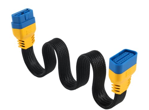 PLAYOCCAR OBD-II Verlängerung 16 Pin Stecker auf Buchse Adapter, OBD2 Kabel für Auto OBD Diagnosescan Werkzeug mit Nylonschutz (60 cm) von PLAYOCCAR