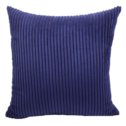 1 Pc Large Cushion Cover Supersoft Corduroy Pillow Case Nordic Striped Decorative Pillow Cover-Dark Blue,70 x 70 cm von PLBSE