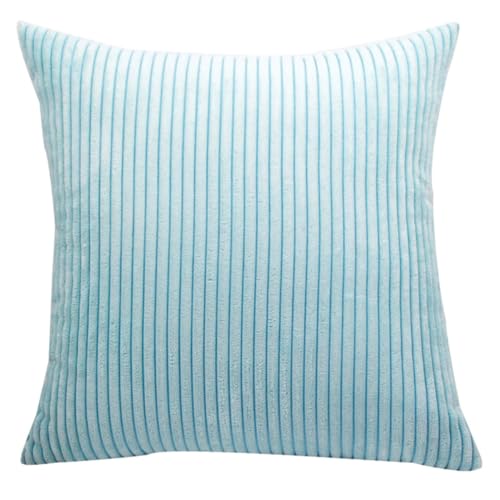 1 Pc Large Cushion Cover Supersoft Corduroy Pillow Case Nordic Striped Decorative Pillow Cover-Turquoise,80 x 80 cm von PLBSE