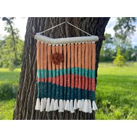 Abstrakte Southwestern Wandkunst Mid Century Modern Makramee Wanddekor Boho Wanddekor, Faserkunst, Wandteppich, Textilkunst, Landschaft von PLCDesignStudio