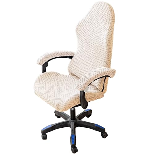 PLCIVSA Gaming Stuhlbezüge Dehnbare Gamingstuhl-Bezüge Gaming Stuhl Bezug Universal mit Armlehnen Abdeckung Bezug Für Bürostuhl Sitzfläche Protector Bürostuhlabdeckung Waschbar(Beige) von PLCIVSA