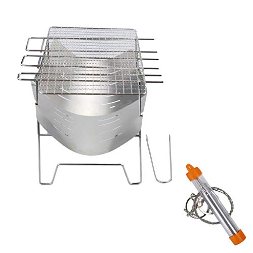 Camping Holzofen Grill Faltbarer Edelstahl Brennholz Buring Ofen Für Camping Kochen Picknick BBQ Supplies Für Zelt von PLCPDM