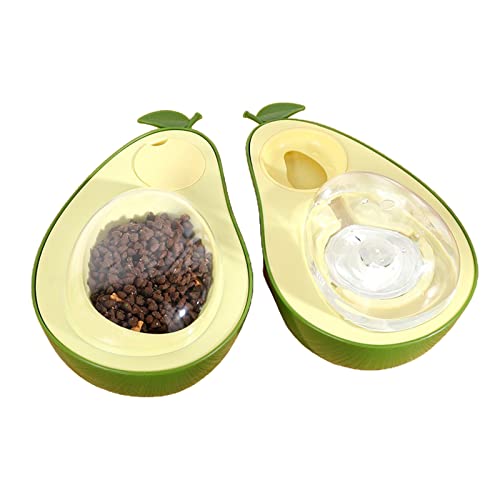 Futternapf für langsames Füttern, Doppelnapf, für Haustiere, Avocado-Form, waschbar, für Futter und Wasser von PLCPDM