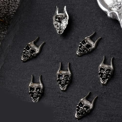 PLCPDM 10 Stück/Set Vintage Totenkopf Herz Nagel Charms Nail Art Dekoration Metall Nagel Maniküre Zubehör Nageldekoration von PLCPDM