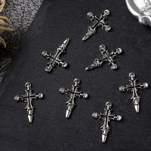PLCPDM 10 Stück/Set Vintage Totenkopf Herz Nagel Charms Nail Art Dekoration Metall Nagel Maniküre Zubehör Nageldekoration von PLCPDM