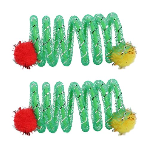 2pcs Flexible Spulen Springkatzen Spielzeug Mit Plüschball Brightfarben Erfassen Die Aufmerksamkeit Für Aktive Haustierfreund Familien Geschenk Haustierfreundliche Spielzeug von PLCPDM