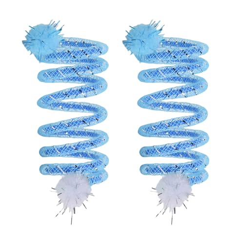 2pcs Flexible Spulen Springkatzen Spielzeug Mit Plüschball Brightfarben Erfassen Die Aufmerksamkeit Für Aktive Haustierfreund Familien Geschenk Haustierfreundliche Spielzeug von PLCPDM