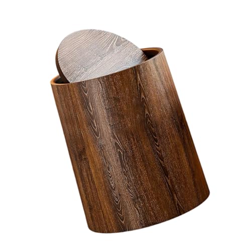 PLCPDM Retro Stile Schwung Deckel Abfall Mülleimer Mit Kunstholzmuster Kompatisch Größe Für Kleine Raum Und Apartments Schwingen Deckel Mülldose PLCPDM Retro Stile Schwung Deckel Abfall Mülleimer Mit Kunstholzmuster Kompatisch Größe Für Kleine Raum Und Apartments Schwingen Deckel Mülldose von PLCPDM