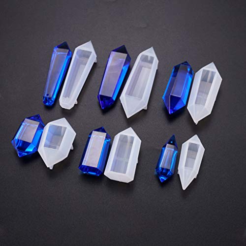 Pendel-Kristallform-Set, Kunstharz, Stein, Pendel, Kristallsäule, Anhängerform für kreative Harzanhänger, Gießen, Silikonform, 6 Stück Pendel-Kristallform-Set, Kunstharz, Stein, Pendel, Kristallsäule, Anhängerform für kreative Harzanhänger, Gießen, Silikonform, 6 Stück von PLCPDM
