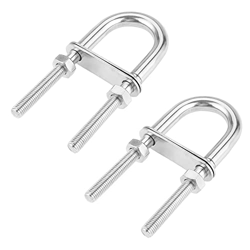 PLCatis Bügelbolzen 2 Stück U Bolzen M6 x 90mm Edelstahl U-Bügel Silber Gewindebügel mit Gegenplatte und Muttern zur Befestigung und Verbindung von Schiffsdekorationen von PLCatis