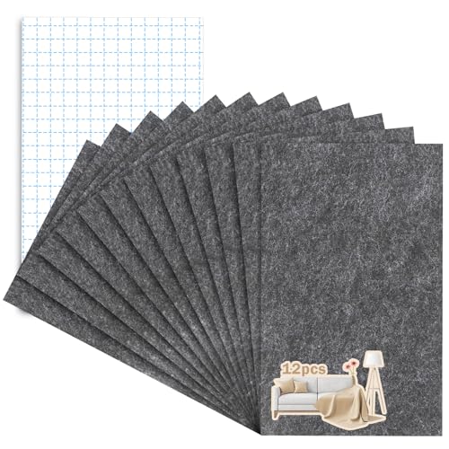 PLCatis Filzgleiter selbstklebend zum Zuschneiden 12 Stück, 20x15cm, 4mm Dicke - Möbelgleiter Filz Selbstklebend Filzgleiter für Stühle, Filzgleiter für Möbel Bode, Starker Klebkraft Stuhlgleiter von PLCatis