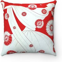 Art Deco Erté Floral Kissenbezug Retro Rot Orange Akzent Art Deco Erté Floral Kissenbezug Retro Rot Orange Akzent von PLEBOindustries