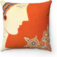 Art Deco Frauen Kissenbezug 1920Er Jahre Oranges Blumenmuster Art Deco Frauen Kissenbezug 1920Er Jahre Oranges Blumenmuster von PLEBOindustries