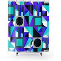 Retro Duschvorhang/Memphis Design Inspiriert 80Er Jahre Blau Lila 180 X cm von PLEBOindustries