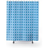 Retro Mid Century Modern Blau Duschvorhang/71 "x 74" Für Ihr Mcm 1950's Badezimmer von PLEBOindustries