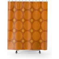 Retro Mid Century Modern Duschvorhang Orange Kreise/71 "x 74" Für Ihr Mcm 1950Er 1960Er Badezimmer von PLEBOindustries