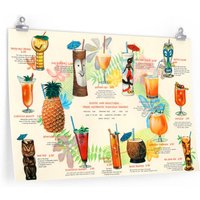 Retro Tiki Bar Getränkekarte Premium Matte Poster/Tropical Mid Century Modern Drinks 3 Größen Retro Tiki Bar Getränkekarte Premium Matte Poster/Tropical Mid Century Modern Drinks 3 Größen von PLEBOindustries