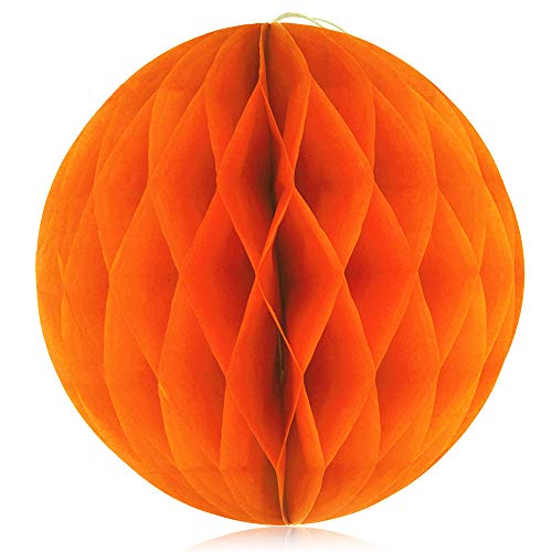 10 Stück 20cm Honeycomb Balls Tissue Papier Fans Fächer Dekoration, PLECUPE Hänge Deko Laternen Bälle Pompons, Pompoms Pompom Papier Dekobälle für Party, Hochzeit, Kunst Deko, Orange von PLECUPE