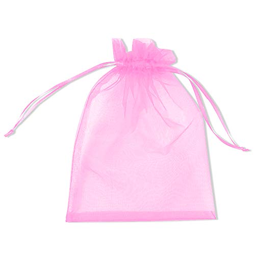 PLECUPE 100 Stück Organzasäckchen, Organzabeutel 20x30 cm, Tunnelzug Hochzeit Säckchen, Schmuckbeutel Säckchen Geschenkbeutel für Weihnachten Geschenke Schmuckaufbewahrung Verpacken - Rosa von PLECUPE