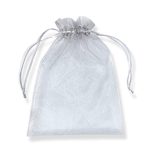 PLECUPE 100 Stück Organzasäckchen, Organzabeutel 7x9cm Tunnelzug Hochzeit Säckchen, Schmuckbeutel Drawstring Säckchen Beutel für Geschenke Schmuckaufbewahrung Verpacken - Grau von PLECUPE