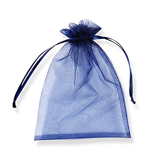 PLECUPE 100 Stück Organzasäckchen 10x15 cm, Organzabeutel Tunnelzug Hochzeit Säckchen, Schmuckbeutel Säckchen Geschenkbeutel für Geschenke Schmuckaufbewahrung Verpacken - Blau#1 von PLECUPE