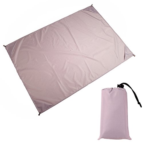 PLECUPE 140 x 200cm Picknickdecke Outdoor Camping Picknick Decke, Wasserdicht Tragbar Strand Matte Picknick Matte, Folding Picnic Mat Waterproof Beach Mat, Hellgrau von PLECUPE