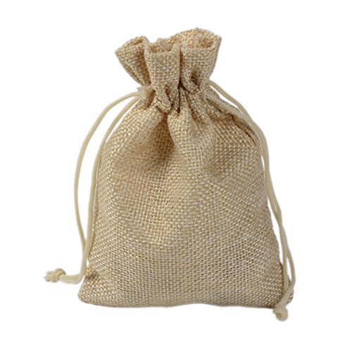 PLECUPE 20 Stück Natur Jutesäckchen Baumwollbeutel Leinen Säckchen für Hochzeit Geschenktüte, 15 x 20cm Leinen Tunnelzug Säckchen Geschenksäckchen Stoffsack Baumwolle Fest Party Beutel, Beige#1 von PLECUPE