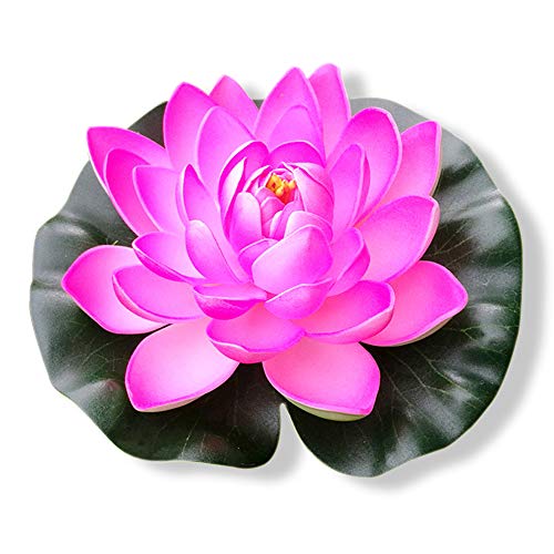 PLECUPE 5 Stück Gefälschte Schwimmend Lotusblüte Seerose Teich Pflanzen Plastikblumen, Künstliche Wasserpflanzen, Aquarium-Dekorationen, Garten Teich Dekoration, 18cm, Rosa von PLECUPE