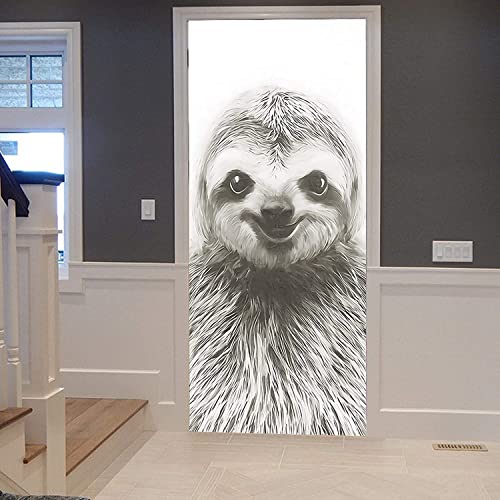 3D Türaufkleber Faultier Süßes Tier 77 X 200 Cm Türtapete Selbstklebend Fototapete Türpanel Türposter Türfolie Türsticker Pvc Wasserfest Wandbild Wandaufkleber Für Wohnzimmer Kinder Bad Schlafzimmer von PLEETS