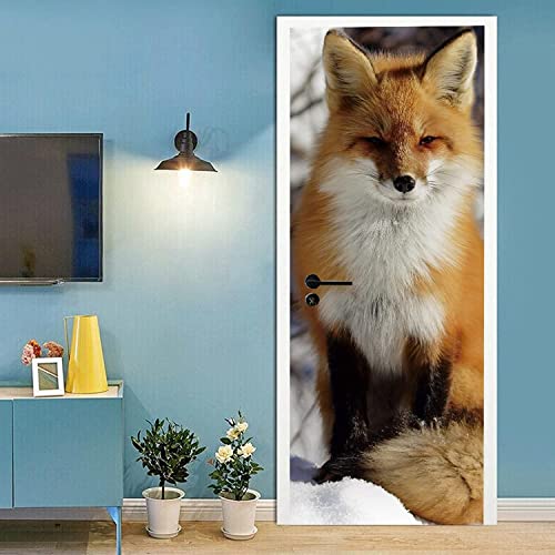 3D Türaufkleber Tierischer Fuchs 80 X 200 Cm Türtapete Wandbild Selbstklebend Pvc Wasserdicht Abnehmbar Türfolie Türposter Fototapete Wohnzimmer Schlafzimmer Büro Haus Dekoration - Türwandaufkleber von PLEETS