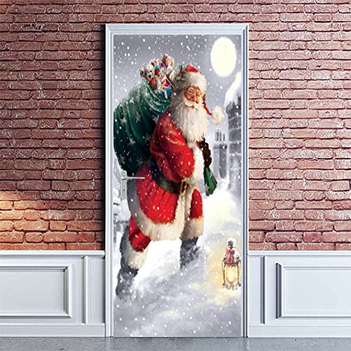 3D Türaufkleber Türtapete Selbstklebend Türposter Cartoon-Weihnachtsmann 80 X 200 Cm Fototapete Türfolie Wasserdichte Abnehmbare Pvc Türtapete Innentür Schlafzimmer Küche Bad - Tür Fotos von PLEETS