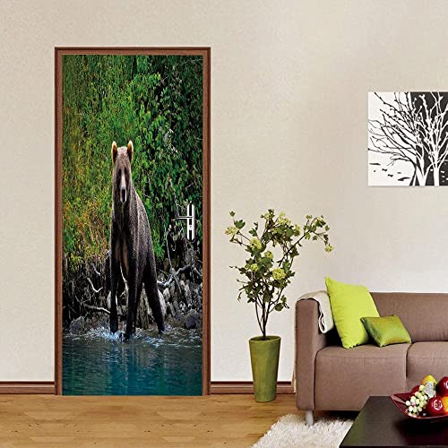 3D Türtapete Türfolie Selbstklebend Türposter Pvc Türaufkleber Fototapeten Tierischer Bär 80 X 200 Cm - Kinderzimmer, Küche, Wohnzimmer, Schlafzimmer, Arbeitszimmer, Bürotür, Foto, Tür-Wandaufkleber von PLEETS