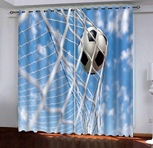 PLEETS Gardinen Wohnzimmer Verdunkelungsvorhang Fußball Vorhang Blickdicht mit Ösen, für Schlafzimmer Kinderzimmer Wohnzimmer Dekoration 2 x B140 x H245cm von PLEETS