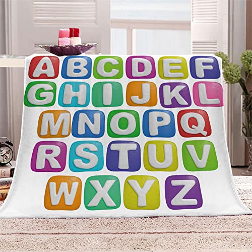 PLEETS Kuscheldecke Flanell Fleecedecke Alphabet-Farbmuster Microfaser Decke 130 x 170cm, Flauschige Decke, Bequeme Decke Sofadecke Reisedecke, 3D Digitaldruck Decke von PLEETS