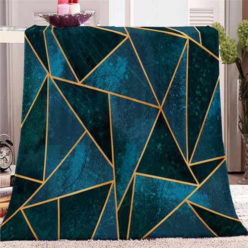PLEETS Kuscheldecke Flanell Fleecedecke Marmor geometrisch blau Microfaser Decke 130 x 170cm, Flauschige Decke, Bequeme Decke Sofadecke Reisedecke, 3D Digitaldruck Decke von PLEETS