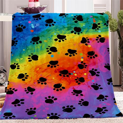 PLEETS Kuscheldecke Flanell Fleecedecke Tierisches Katzenpfotenmuster Microfaser Decke 130 x 170cm, Flauschige Decke, Bequeme Decke Sofadecke Reisedecke, 3D Digitaldruck Decke von PLEETS
