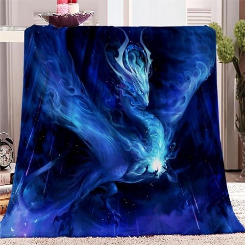 PLEETS Kuscheldecke Flauschige Decke 150 x 200cm Anime Flugsaurier & Blau Super Weich Fleecedecke auch als Wohndecke, Tagesdecke, Sofadecke & Wohnzimmer geeignet, Überwurf Decke Sofa & Couch von PLEETS